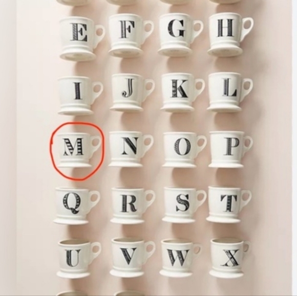 Anthropologie Monogram Initial Letter M Coffee Tea Mug - Picture 2 of 9